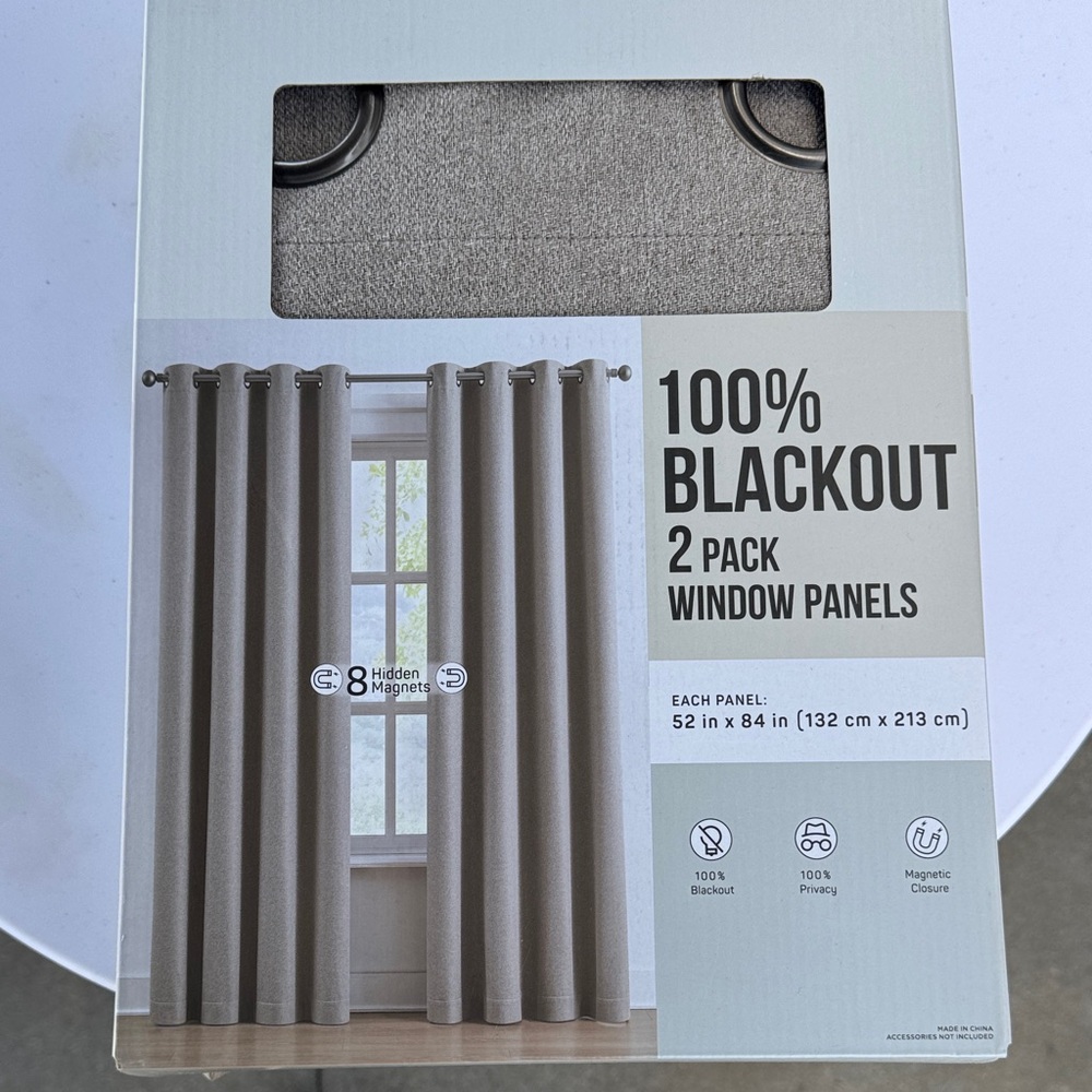 100% Blackout Window Curtain Panels - Gray (2-Pack)